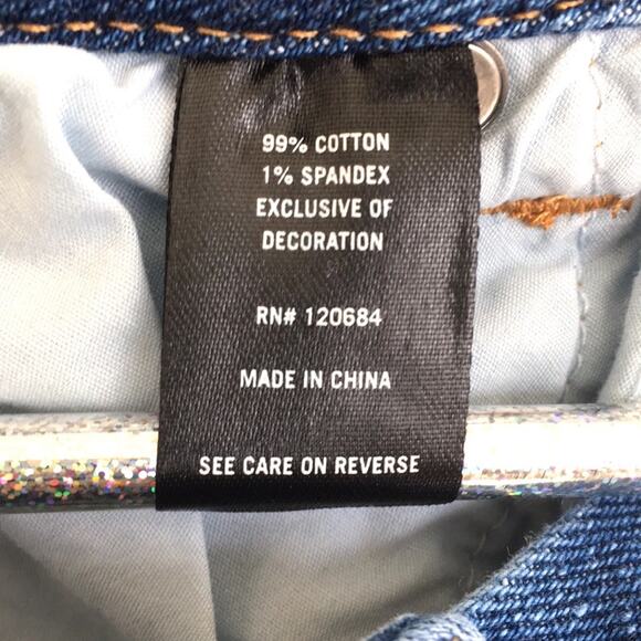 Blackheart hi rise denim shorts frayed & net sz 0 - Picture 8 of 8